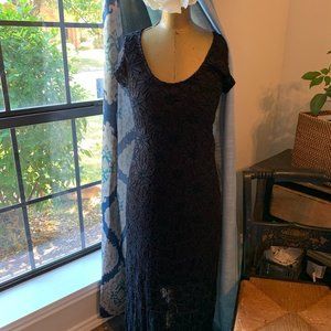 Beautiful Sexy Black Lace evening dress with half slip Size M